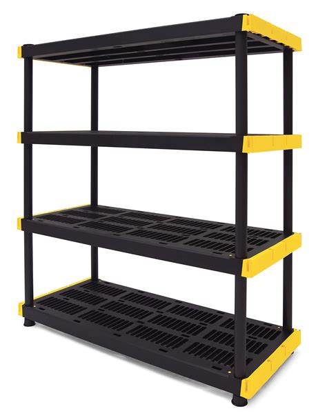 Buy CX Black & Yellow®, 4-Tier Heavy Duty Plastic Storage Shelving Unit ...