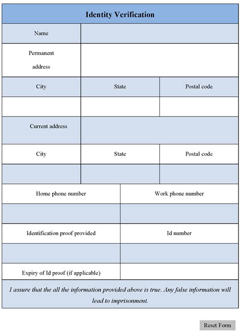 Identity Verification Form | Editable PDF Forms