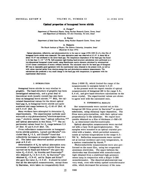 (PDF) Optical properties of hexagonal boron nitride · 13 OPTICAL ...