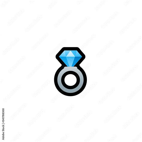 Ring Vector Icon. Isolated Ring with Diamond Cartoon Style Emoji, Gem ...