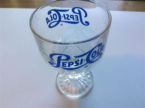 VINTAGE Pepsi /PEPSI COLA GLASS STEM GOBLET Pepsi Cola Blue - Glasses