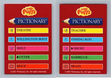 Theatre/Teacher - Pictionary 1997 Sugar Puffs Game Card