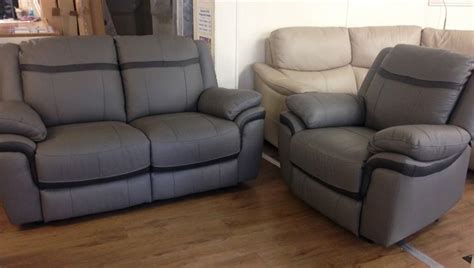 ScS Taurus - 2+1 Grey Leather MANUAL RECLINER Sofa Suite | in Alvaston ...