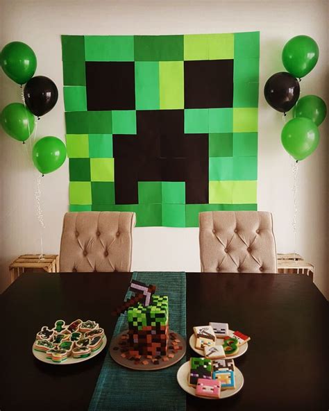 Mine Craft party Creeper backdrop