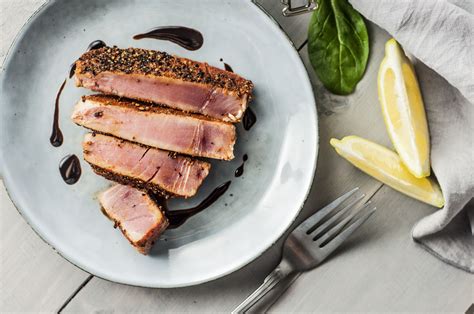 Spice-Rubbed Seared Tuna Steaks With Balsamic Reduction | Recipe ...