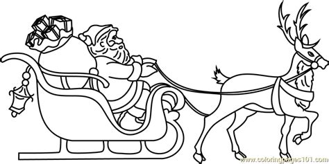 Santa on Sleigh Coloring Page for Kids - Free Santa Claus Printable ...