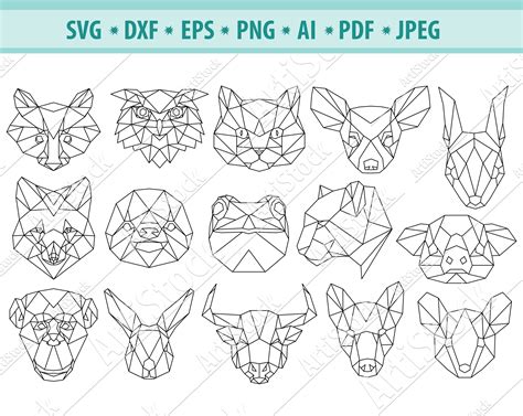 Polygon Animals Svg Low Poly Animals Svf Files for Cricut - Etsy Australia