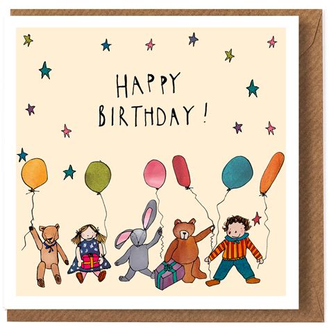 Children's Happy Birthday Greeting Card by Katie Cardew illustrations