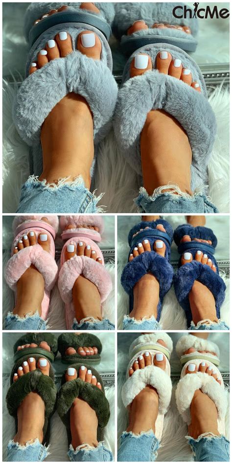 Toe Post Fluffy Flat Slipper | Fluffy shoes, Slippers, Casual chic style