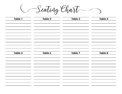 Wedding Seating Chart | Typeable PDF, Word, Excel