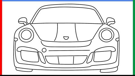 How to draw Porsche 911 GT3 from front step by step for beginners - YouTube