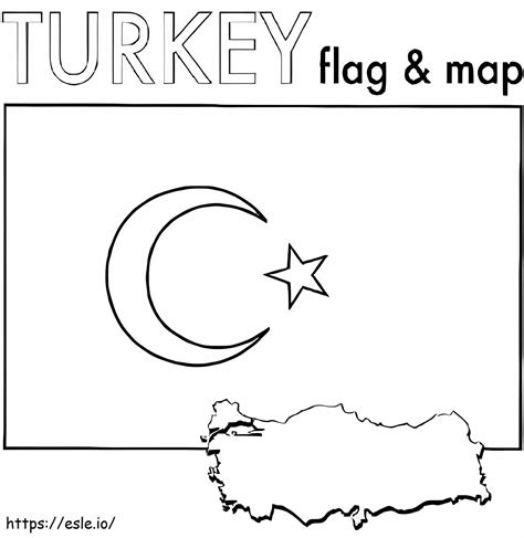 Turkey Flag And Map coloring page