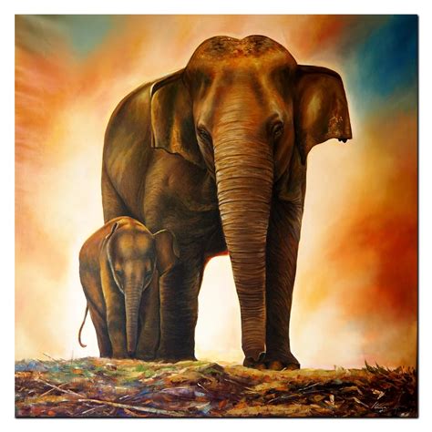 Animal Canvas Wall Art Elephant Painting Giclee Prints On Canvas ...