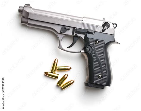 9mm pistol bullets and handgun. Stock Photo | Adobe Stock