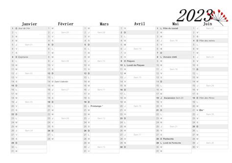 Calendrier 2023 gratuit à imprimer avec les jours fériés - Calendriers A4