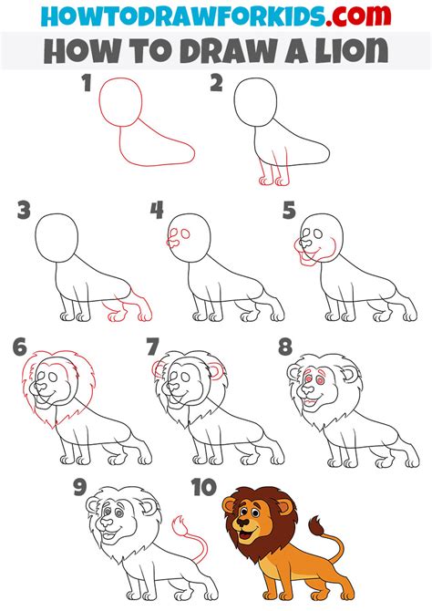 Cute Lion Drawing Step By Step ~ Lion Draw Step Easy Drawing Animals ...