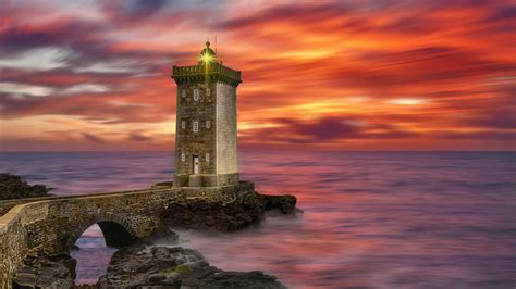 dawn, evening, 4K, horizon, bretagne, guidance, le conquet, water ...