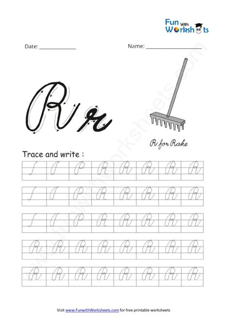 Cursive Handwriting Practice Capital Letter R - free printable worksheets