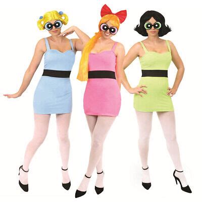 LADIES 1990S POWERPUFF GIRLS COSTUME CARTOON NETWORK ADULTS 90S FANCY ...