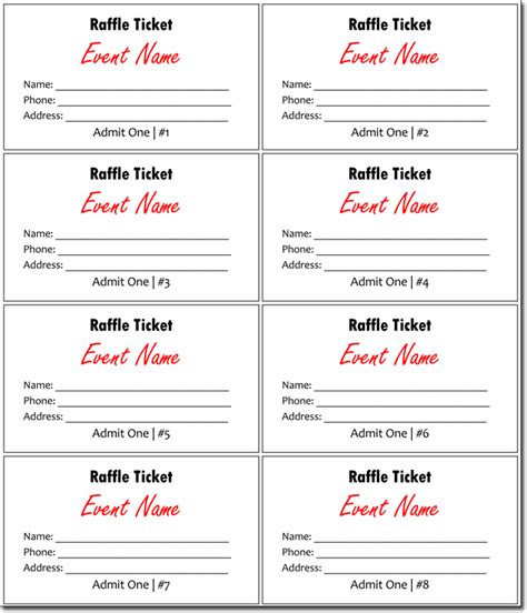 Free Printable Raffle Ticket Template Download