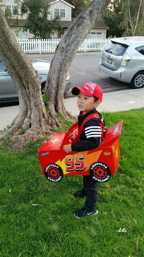 Homemade Lightning McQueen Halloween costume. Made from recycled amazon ...