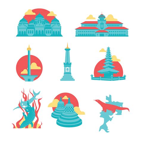 Indonesian Landmark Vector Icons | Images :: Behance