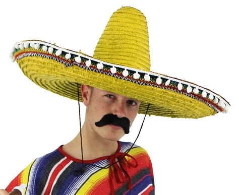 LARGE SOMBRERO YELLOW MENS LADIES MEXICAN FANCY DRESS ACCESSORY HAT ...