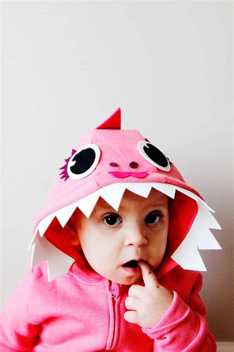 Pink DIY baby shark costume with a hoodie - see kate sew