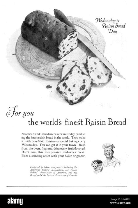 Raisin bread antique advertisement, poster size, A3 Stock Photo - Alamy