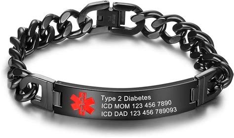 Amazon.com: DaMei Personalized Medical Alert Bracelet for Men Women 7.5 ...