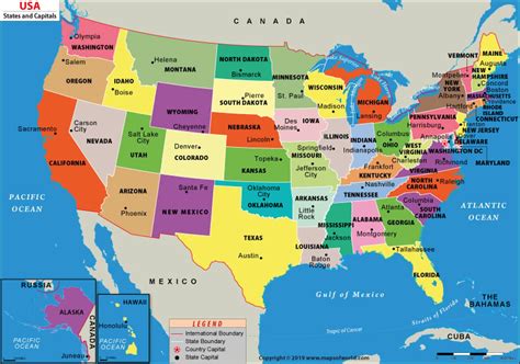 US States and Capitals Map, List of US States and Capitals