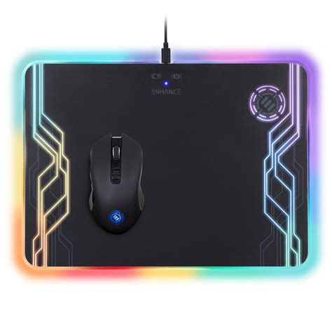 ENHANCE PowerUP Wireless Charging LED Mouse Pad + Gaming Mouse Bundle ...