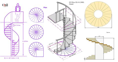 Spiral Stairs Plan Dimensions