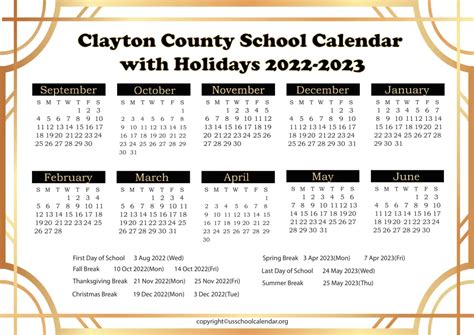 Clayton County School Holidays - US School Calendar