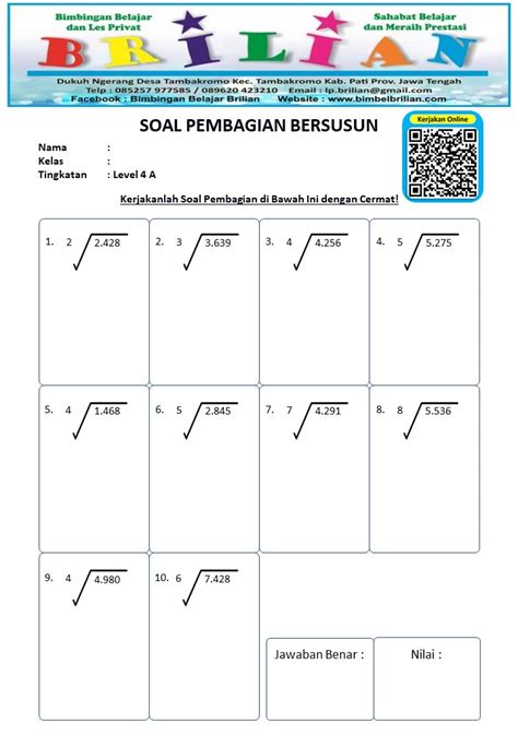 Soal Pembagian Bersusun Level 4 (Bilangan 1.000 sampai 10.000) – Bimbel ...