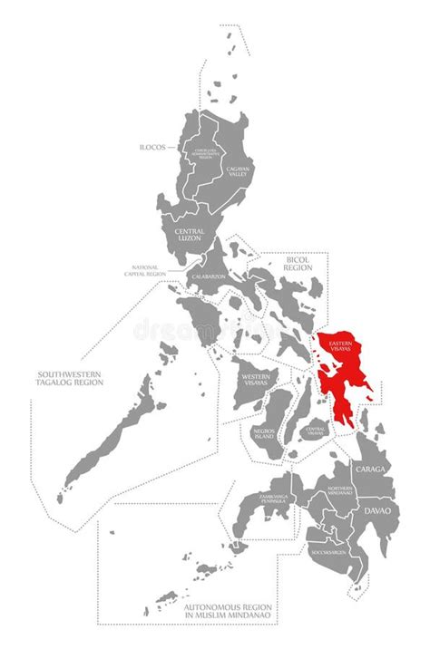 Eastern Visayas Red Highlighted in Map of Philippines Stock ...