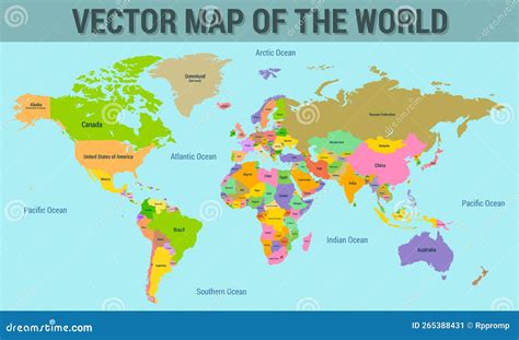 Vector Map of the World with the Names of the Countries, with the ...