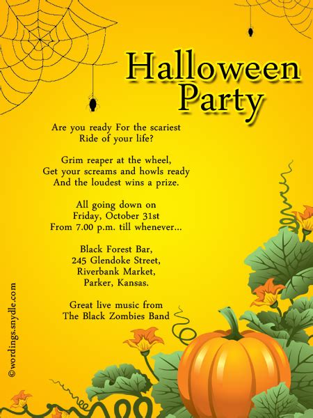 Halloween Party Invitation Wording – Wordings and Messages