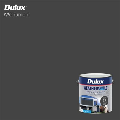 Dulux 4L Low Sheen Monument Weathershield ColourGuard Exterior Paint ...