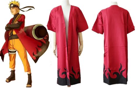 Naruto Uzumaki 6th Hokage Shippuuden Anime Cosplay Costume Cloak Robe ...