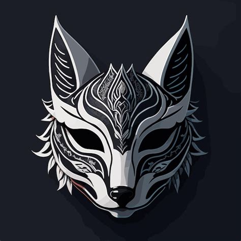 Premium Vector | A white wolf mask with a red light on it.