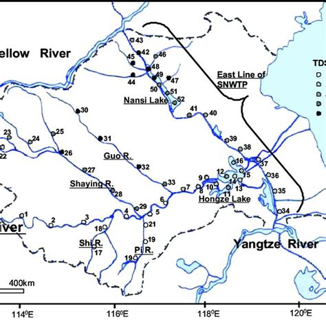 Sampling sites in the Huai River basin and spatial distribution of the ...