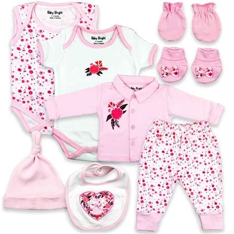 Baby Bright - Baby Bright Newborn Clothes for Girl 0 to 3 Months 8 pcs ...