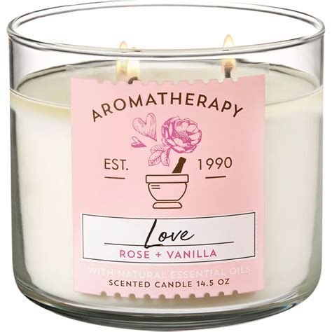 Bath & Body Works Aromatherapy Love Rose & Vanilla 3 Wick Candle ...