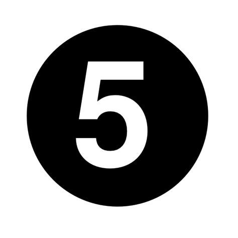 White Numeral 5 Centered Inside Black Circle Clip Art at Clker.com ...