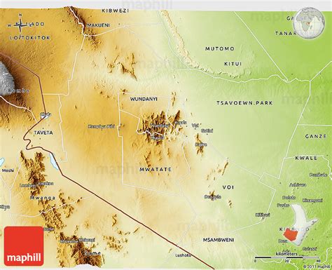 Physical 3D Map of TAITA TAVETA