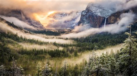 mountains, Nature, Forest, Mist, Yosemite National Park, Yosemite ...