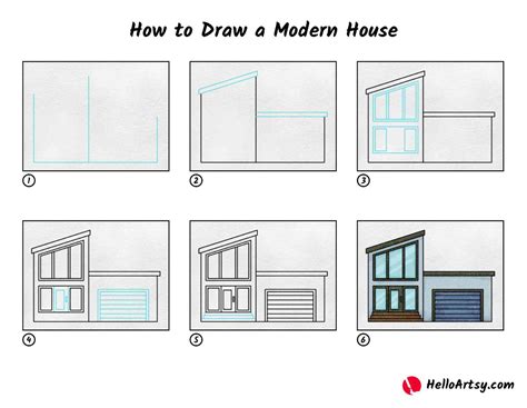 How to Draw a Modern House - HelloArtsy