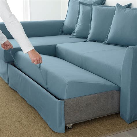 HOLMSUND Gräsbo light blue, Corner sofa-bed - IKEA