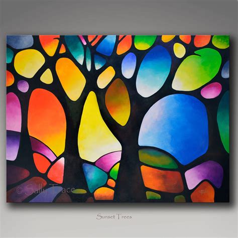 Abstract trees modern art abstract geometric giclee print on